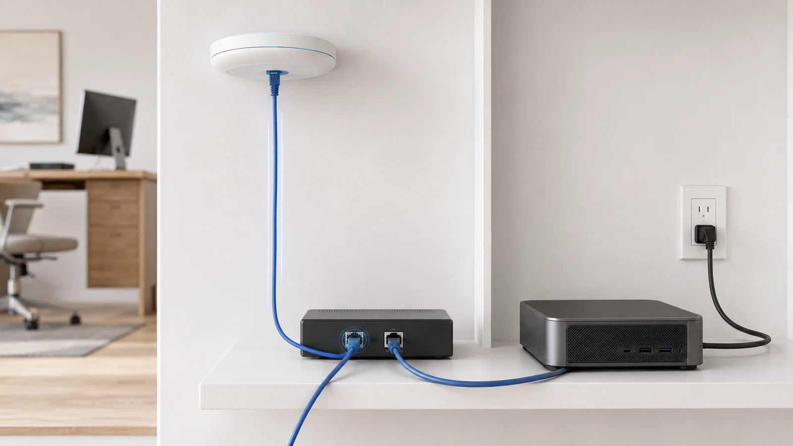 PoE switch powering a compatible access point while leaving a data-only device unpowered