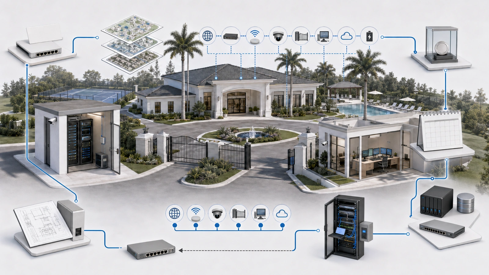 Residential network change lifecycle from request and impact review through implementation, validation, documentation, rollback, and closure