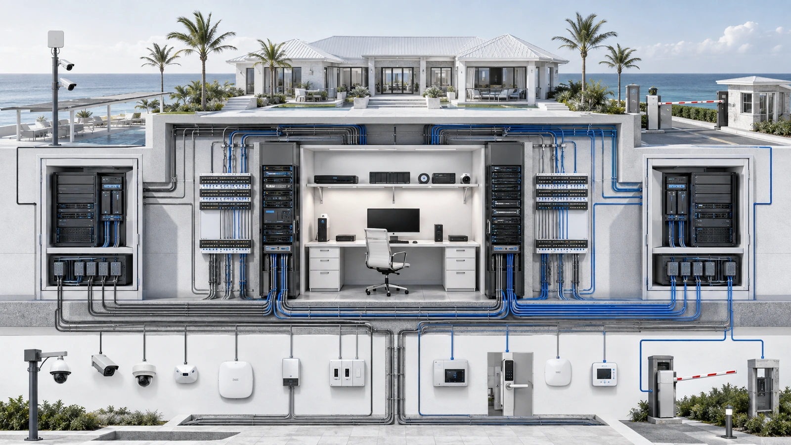 Property-controlled technology transition between incumbent and replacement providers using reusable infrastructure and phased migration