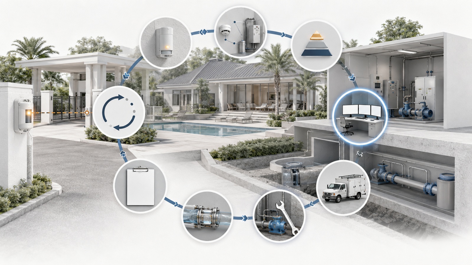 Remote property monitoring workflow from condition detection through prioritization, response, verification, documentation, and review.